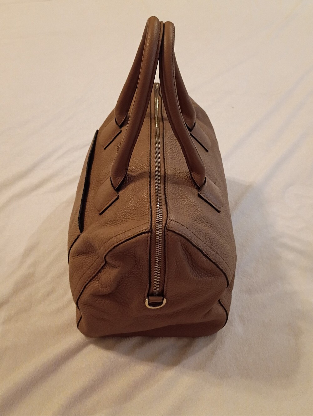 Furla Alba Medium Pebbled  Leather Satchel Bag Cross Body In Caramello - Picture 5 of 13